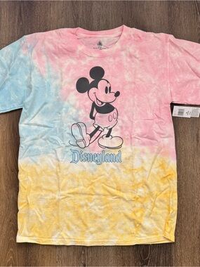 Disney Adult Tie-Dye Mickey Mouse Tee - Pink/Blue/Yellow